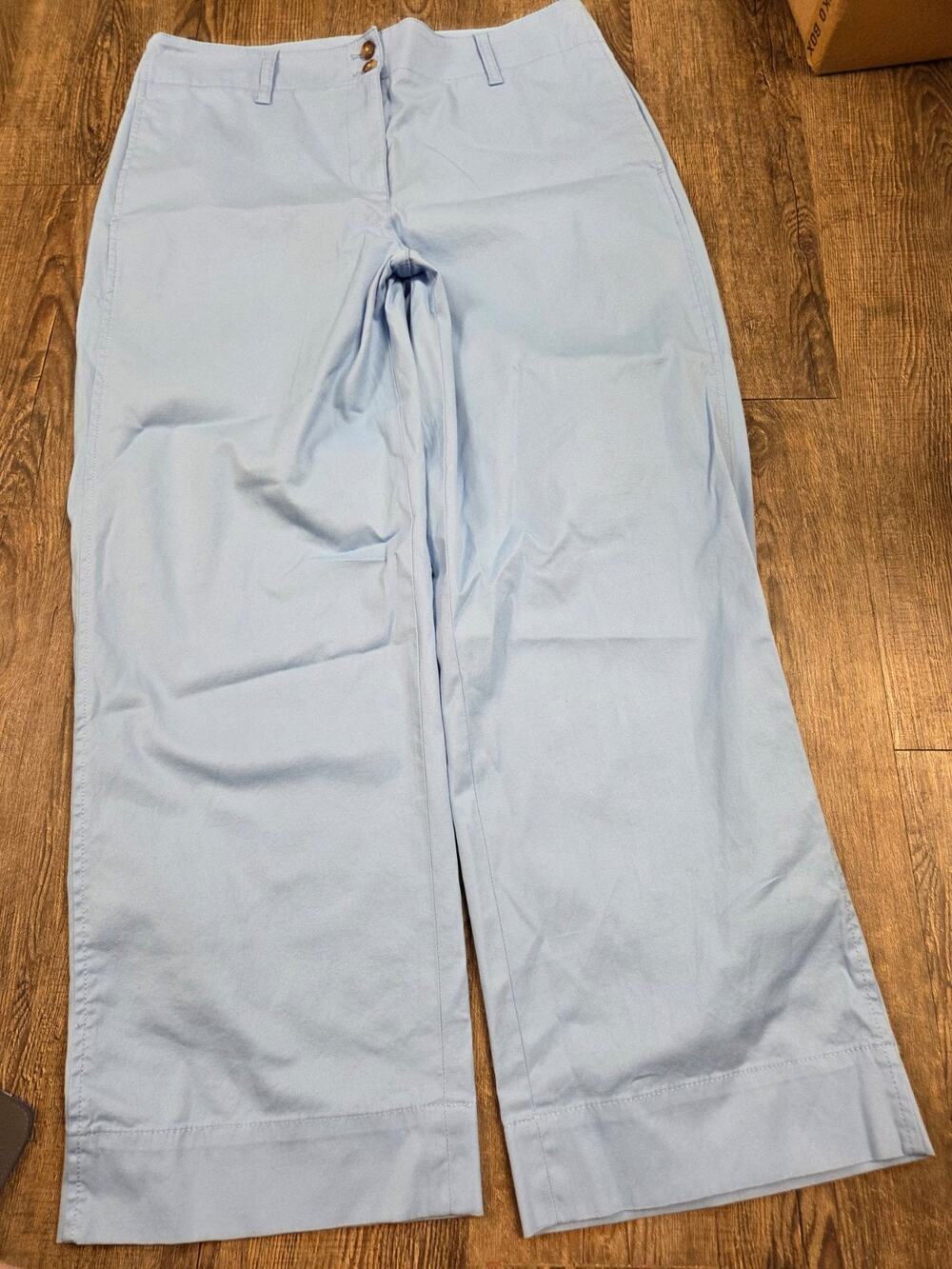 Talbots Wide Leg New England Chino Pants Size 12 Light Baby Blue